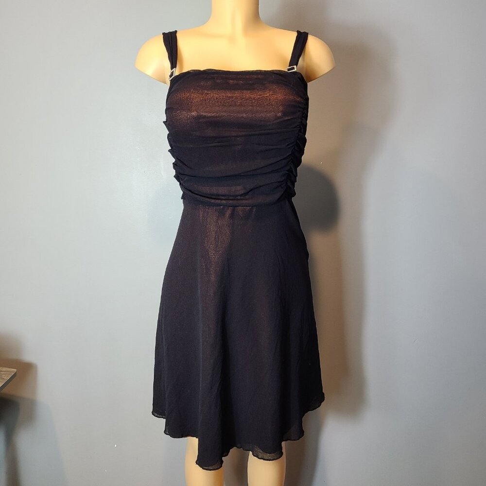 VTG 90s Y2K Black Gold Mini Dress Whimsigoth Dark Romantic Goth Size Medium 1920